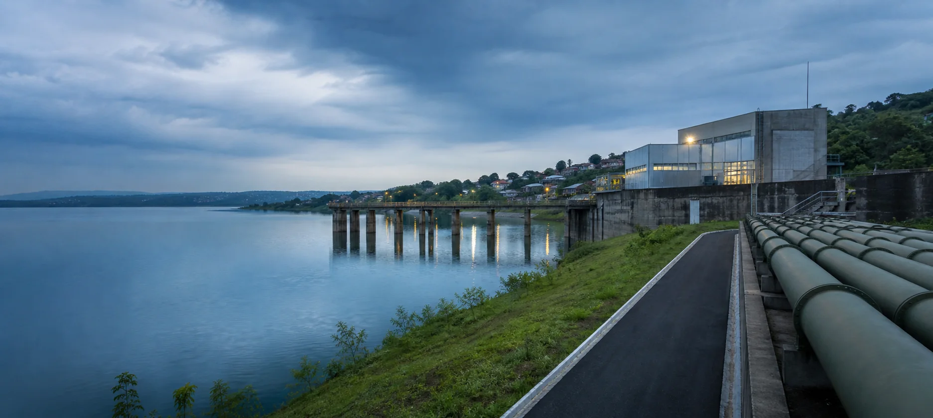Reservatório e infraestrutura de abastecimento de água